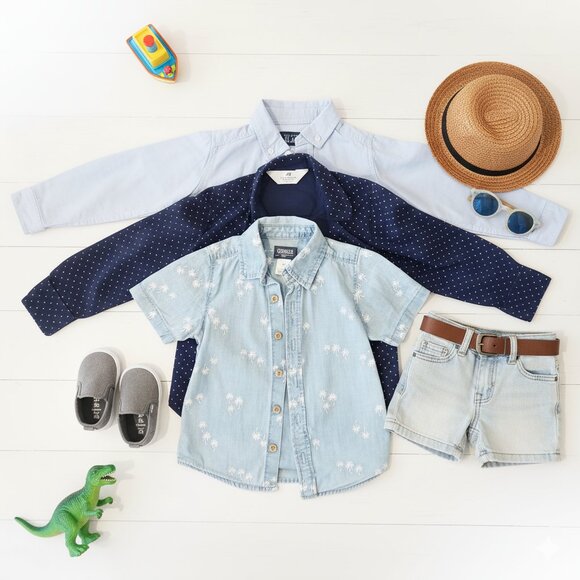OshKosh B'gosh Other - Bundle of 3 Toddler Boy Long and Short-sleeved Button Down Shirts Size 3T-4T